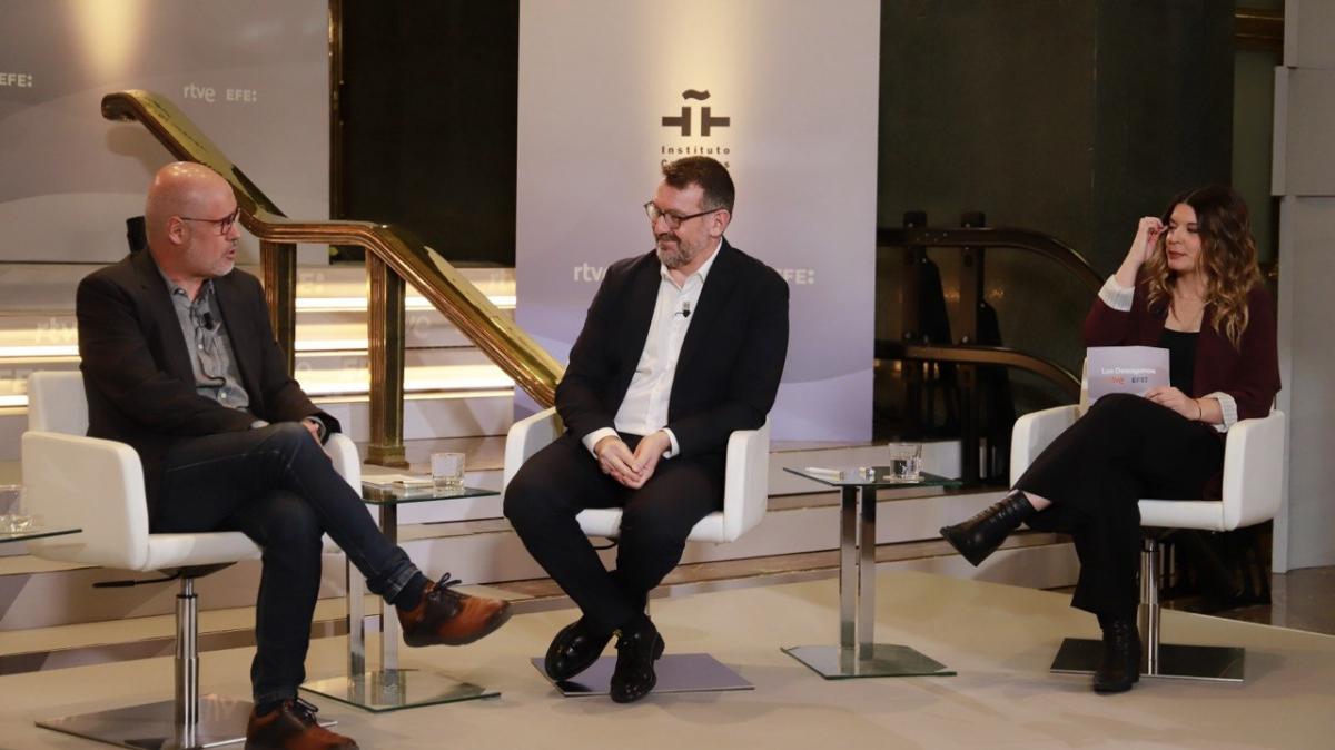 El secretario general de CCOO, Unai Sordo, durante la entrevista en "los Desayunos" de RTVE y la agencia EFE.